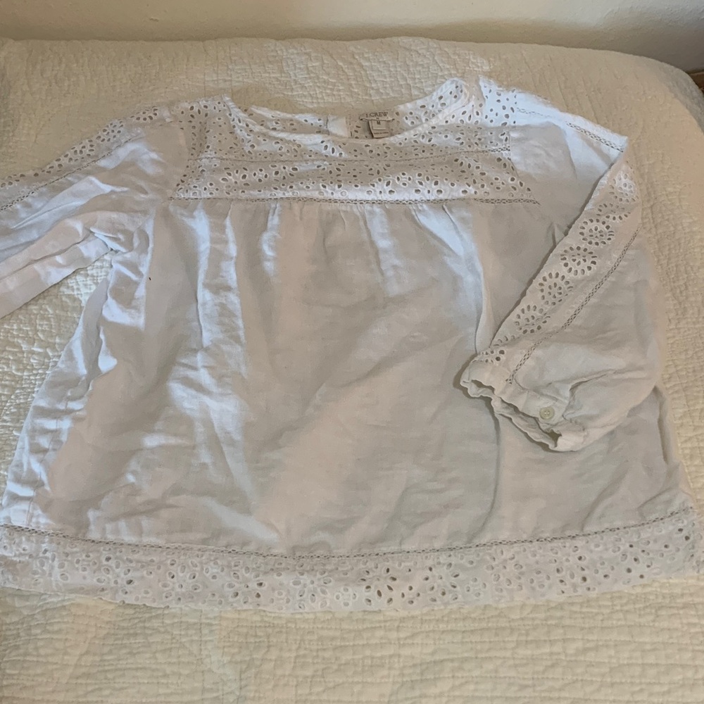 J. Crew White Eyelet Blouse